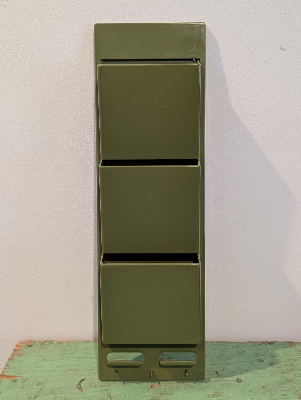 Vintage Plastic MCM - Avocado Green - Wall Hanging - Mail Organizer - BW